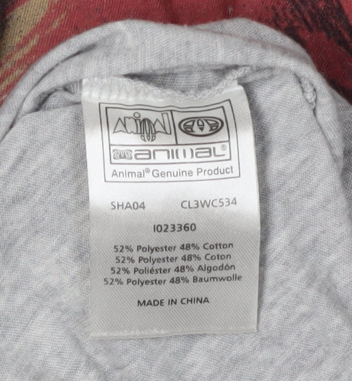 Animal Women's Grey Feather Print T-Shirt Size 12