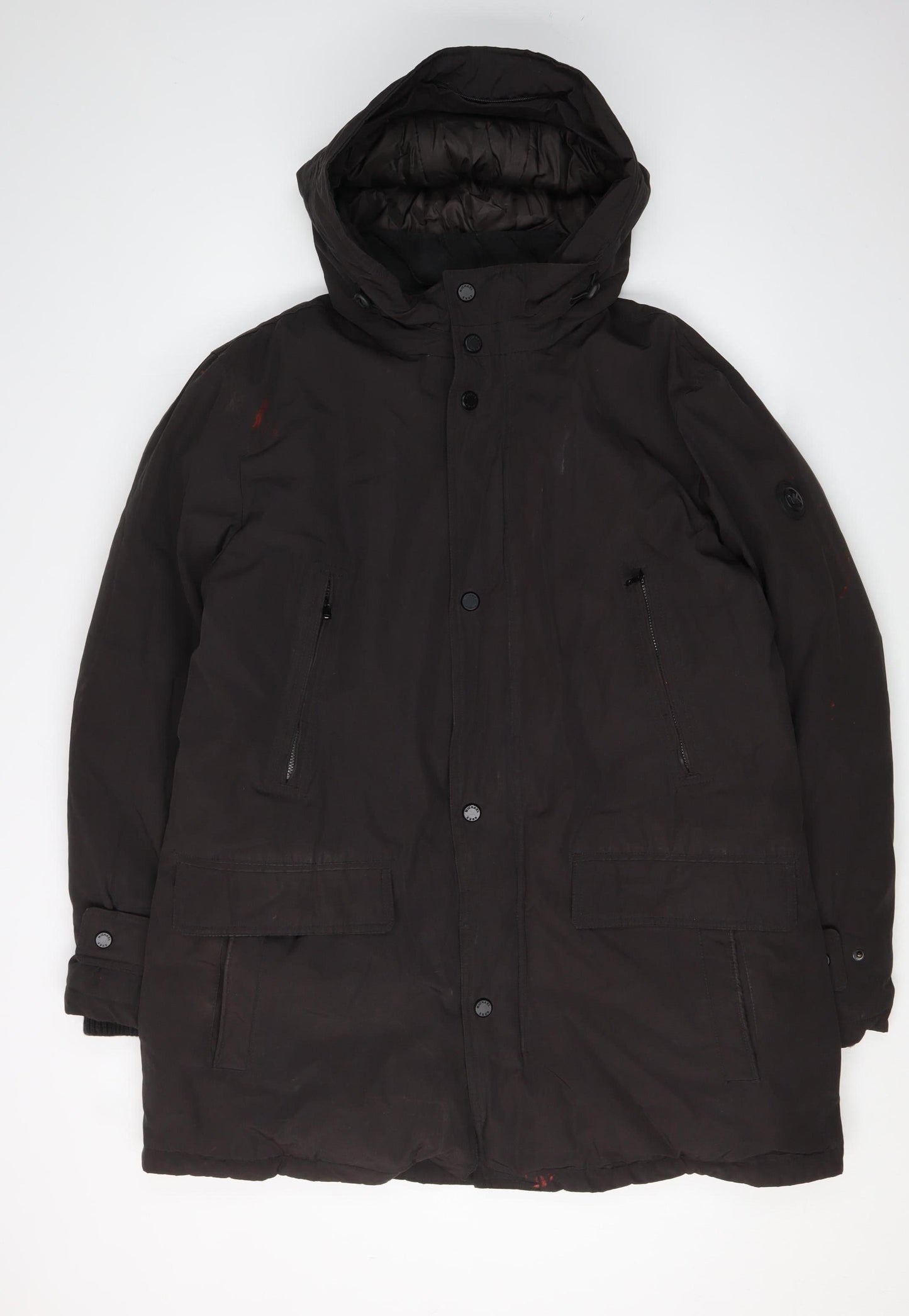 Michael Kors Men's Black Parka Jacket L - Hooded, Pockets