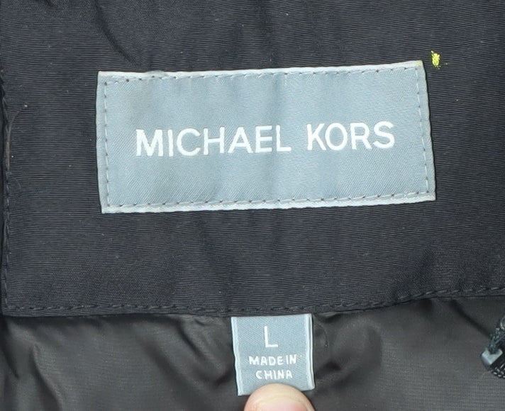 Michael Kors Men's Black Parka Jacket L - Hooded, Pockets