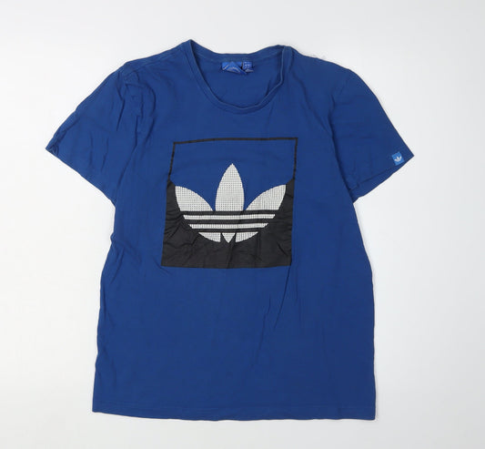 Mens UK Size S adidas Blue Cotton T-Shirt