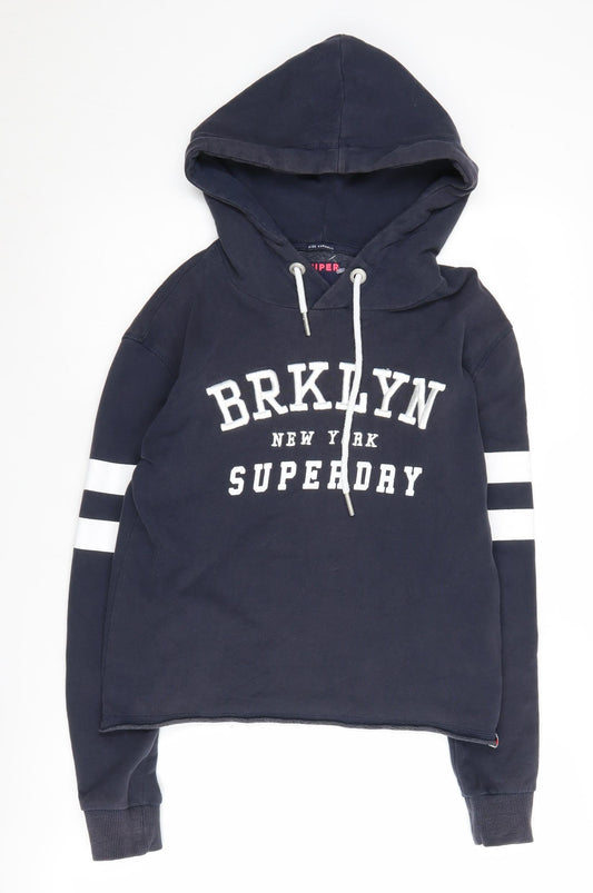 Womens UK 2XS Regular Superdry Black Pullover Hoodie