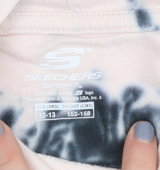 Additional view of Skechers girls’ pink tie-dye hoodie, 12-13 years, logo accents