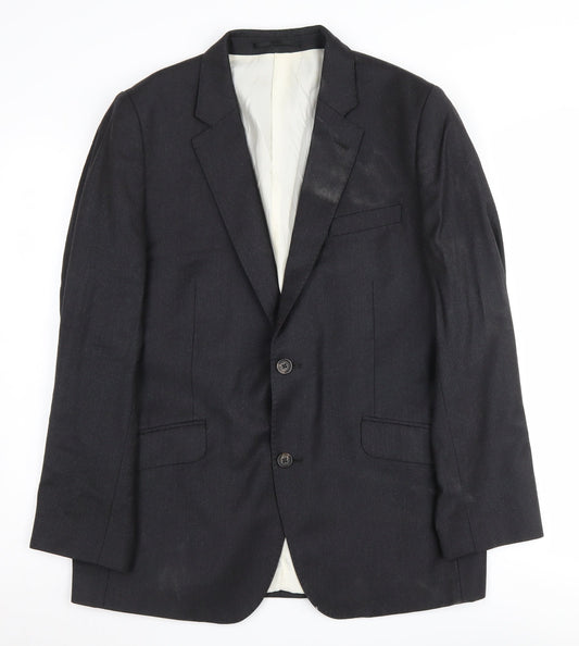 T.M.Lewin Men's Grey Wool Blazer 40 S Slim Fit