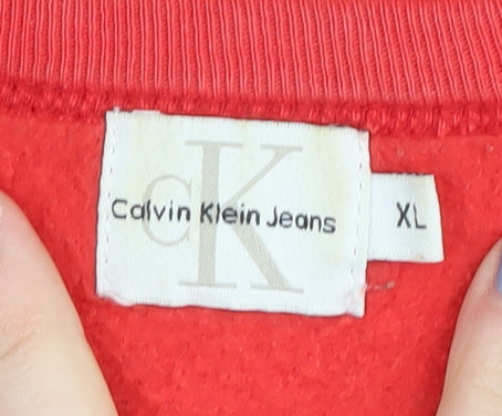 Calvin Klein Women's Red XL Logo Pullover Sweatshirt