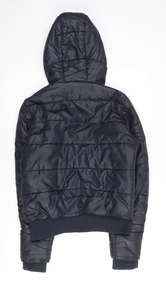 Superdry Women's Black Puffer Jacket M Hooded Casual