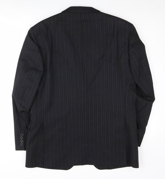 Daks Men's Black Striped Wool Blazer, Size 40S