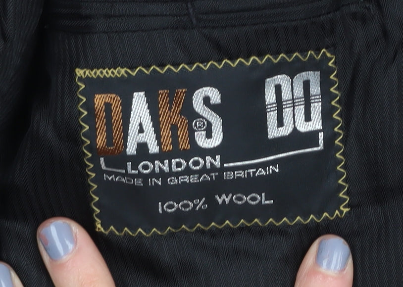 Daks Men's Black Striped Wool Blazer, Size 40S