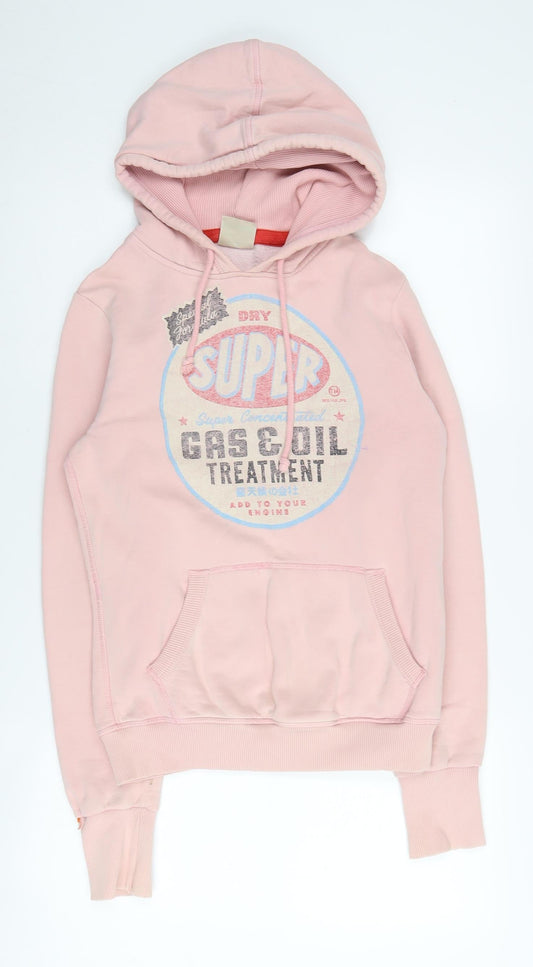 Superdry Women's Pink Pullover Hoodie, Size S, Vintage Style
