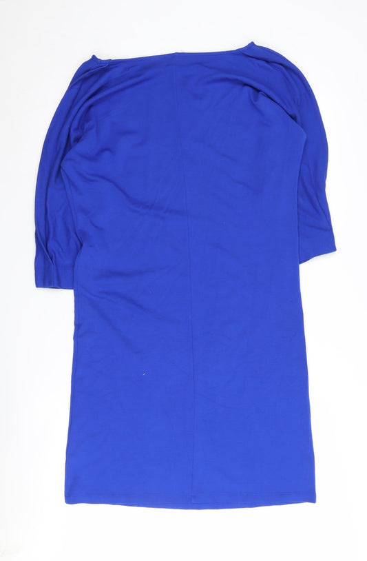 Jaeger Women's Blue 3/4 Sleeve Boat Neck Dress