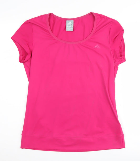 Womens UK Size M adidas Pink Polyester Blend T-Shirt