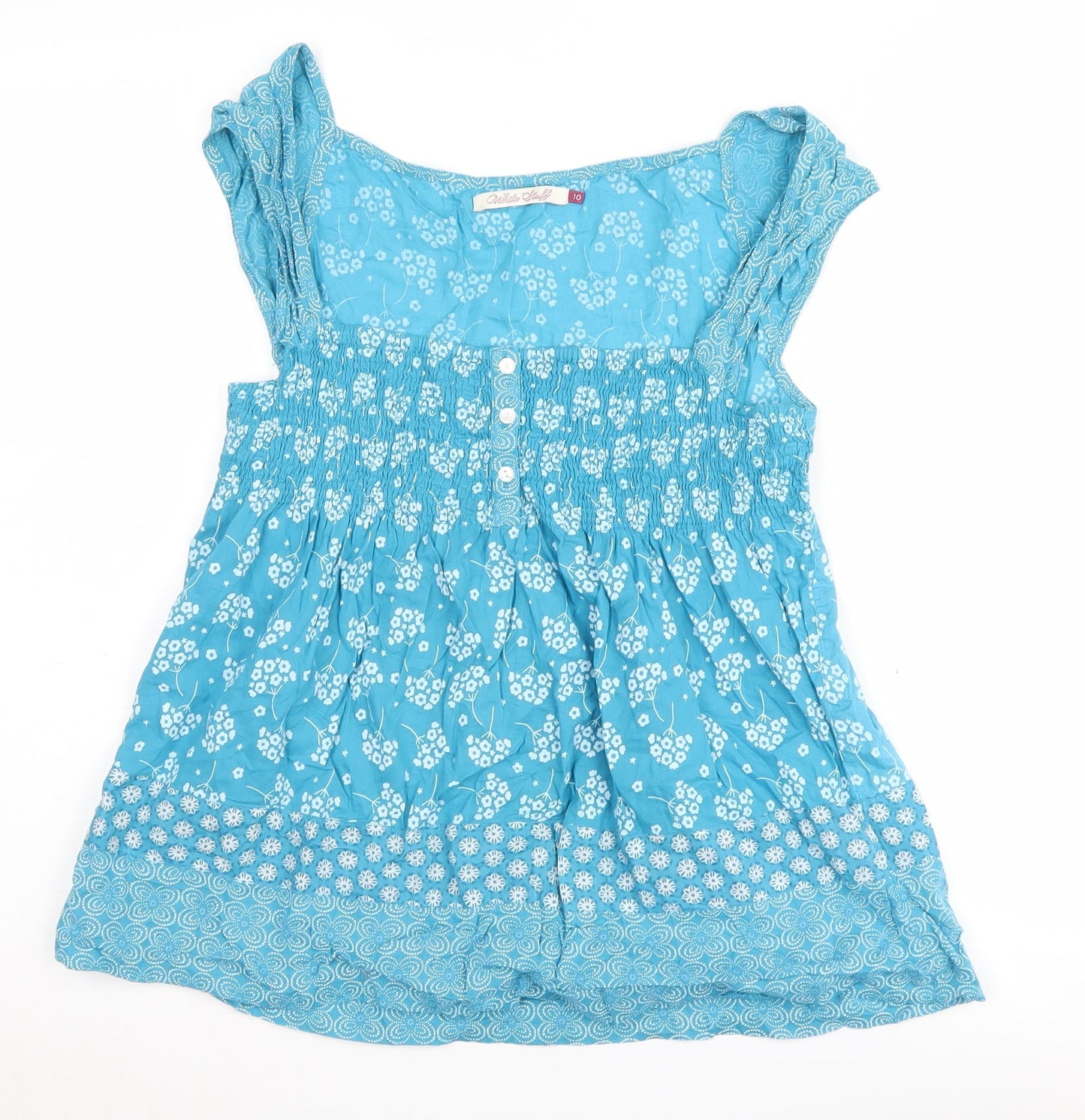 White Stuff Women's Blue Floral Tunic Blouse Size 10
