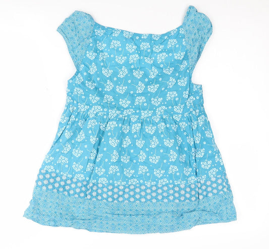 White Stuff Women's Blue Floral Tunic Blouse Size 10