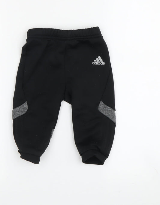 Adidas Unisex Baby Black Jogger Trousers 9-12 Months