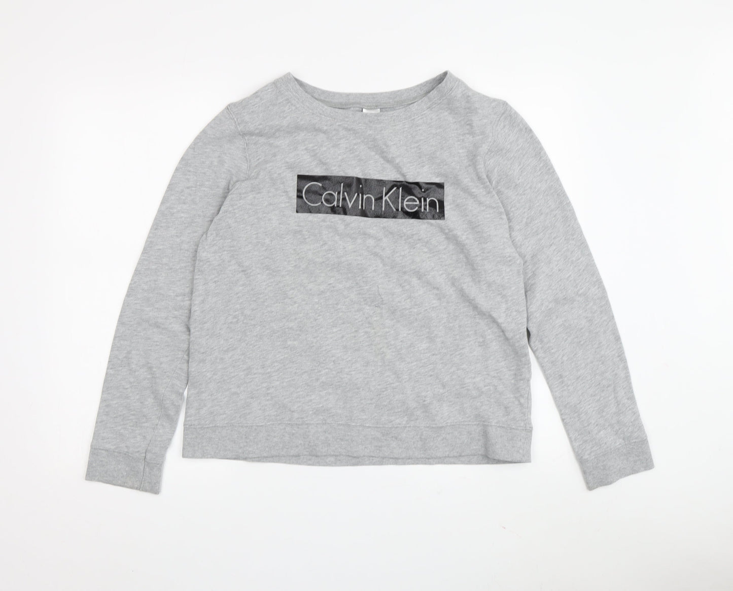 Calvin Klein Grey Logo Sweatshirt, M, Unisex Adults