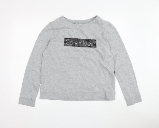 Calvin Klein Grey Logo Sweatshirt, M, Unisex Adults