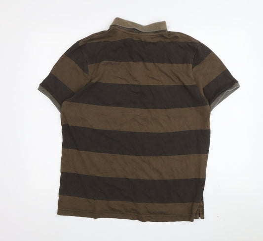Ted Baker Men's Brown Striped Polo Shirt Size L