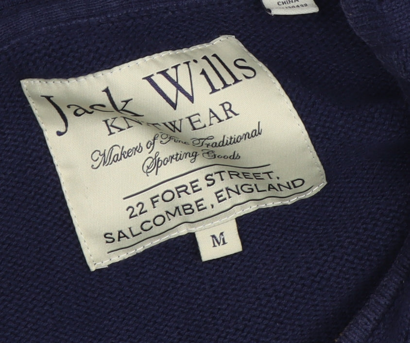 Jack Wills Men's Blue Full Zip Hoodie, Medium, Cotton Knit