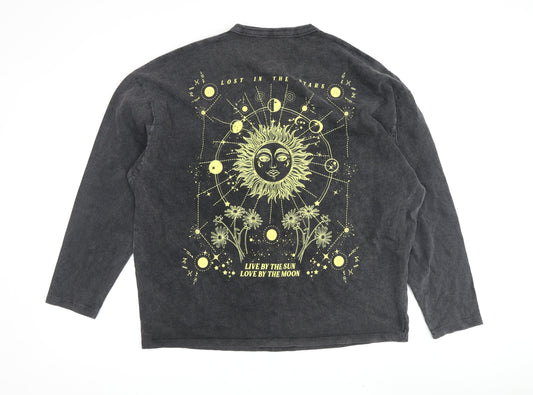 ASOS Men's Black Graphic Long Sleeve T-Shirt M
