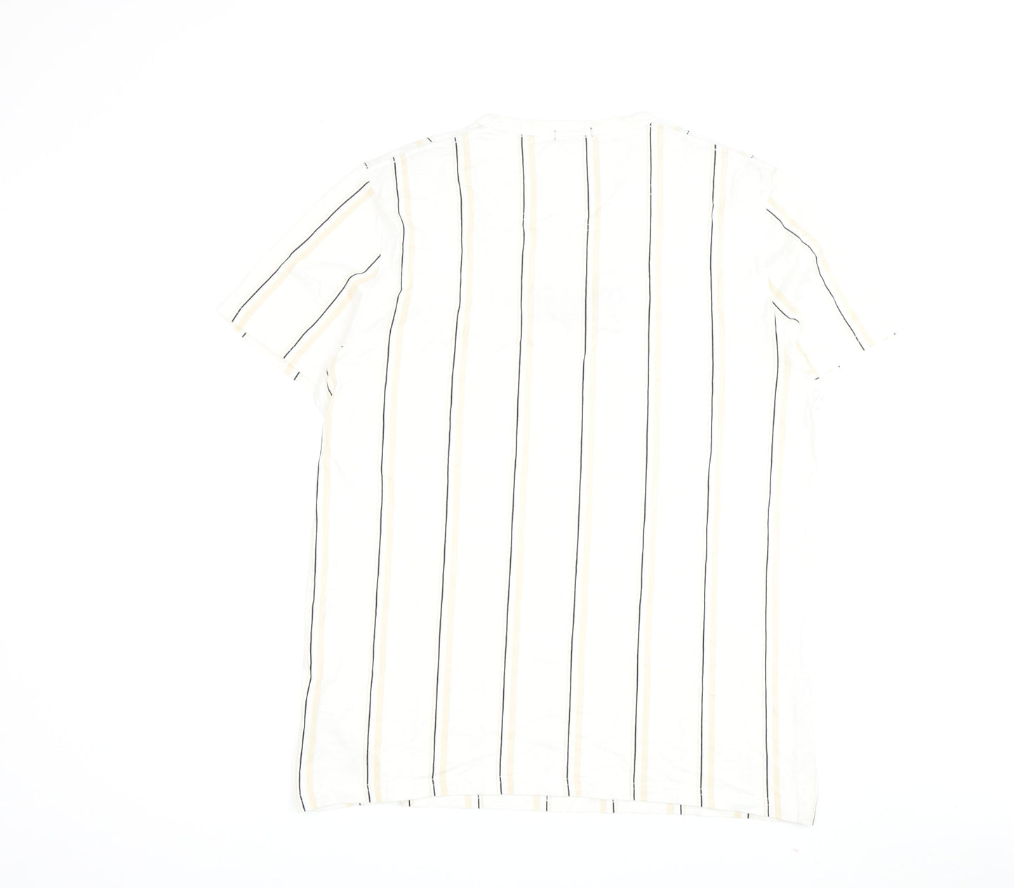 Hollister Men's White Striped T-Shirt L