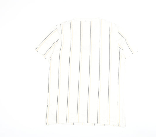 Hollister Men's White Striped T-Shirt L