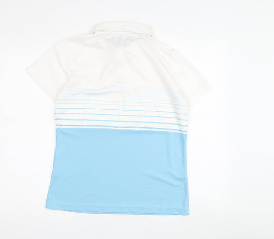 Benross Unisex Blue White Striped Polo Shirt, Size 10