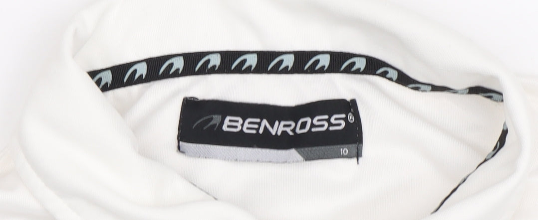 Benross Unisex Blue White Striped Polo Shirt, Size 10