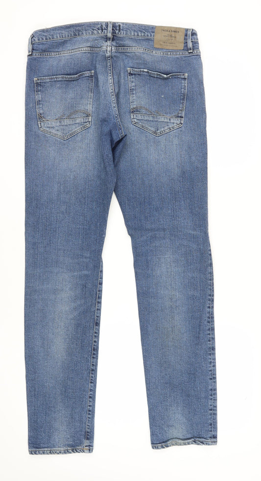 Jack & Jones Men’s Blue Straight Fit Distressed Jeans 36