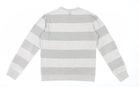 Adidas Men's Grey Striped Pullover Sweatshirt Size S