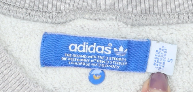 Adidas Men's Grey Striped Pullover Sweatshirt Size S