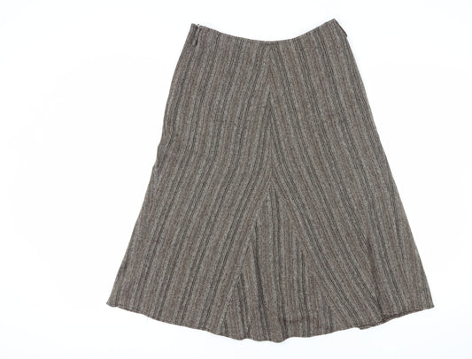 Wallis Women's Brown A-Line Midi Skirt, Size 10
