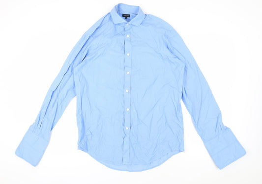 Jaeger Men's Blue Pinstripe Dress Shirt, Size 16