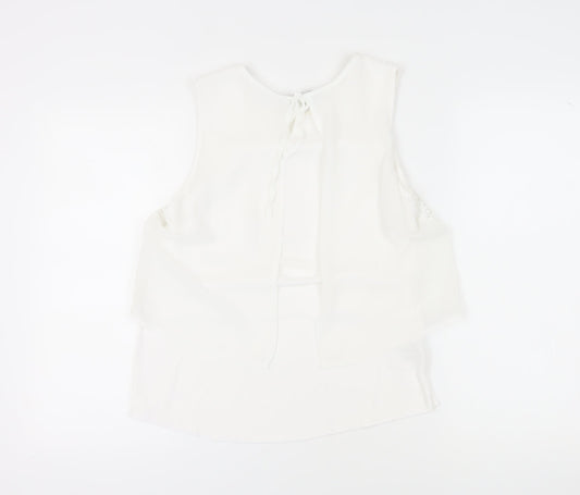 Womens UK Size 12 Laura Ashley White Viscose Blend Tank