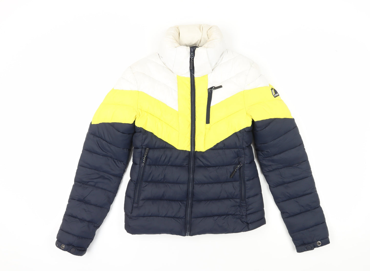 Superdry Women's Blue Yellow Puffer Jacket Size 6