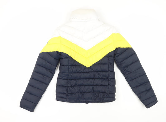 Superdry Women's Blue Yellow Puffer Jacket Size 6