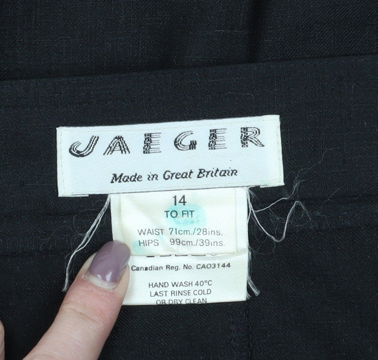 Jaeger Women's Black Midi Pleated Skirt Size 14