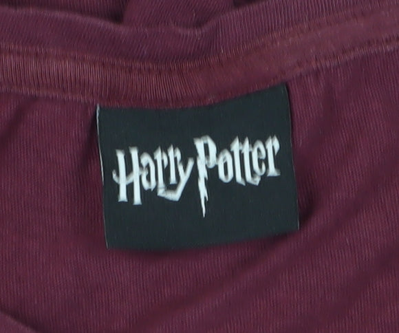 Harry Potter Women's Red T-Shirt L with Hogwarts Design