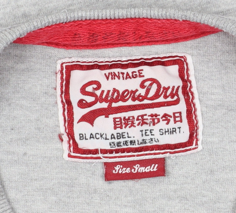 Superdry Men’s Grey Graphic T-Shirt, Size S, Vintage Style
