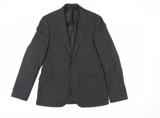 Moss London Men's Grey Slim Fit Blazer, Size 38R