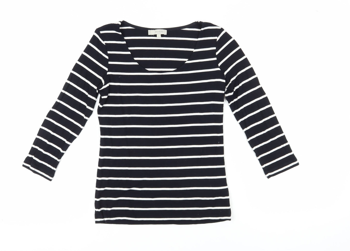 Hobbs Women's Black Striped XS T-Shirt 3/4 Sleeve