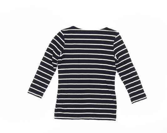 Hobbs Women's Black Striped XS T-Shirt 3/4 Sleeve