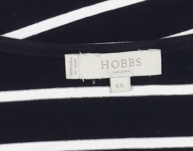 Hobbs Women's Black Striped XS T-Shirt 3/4 Sleeve