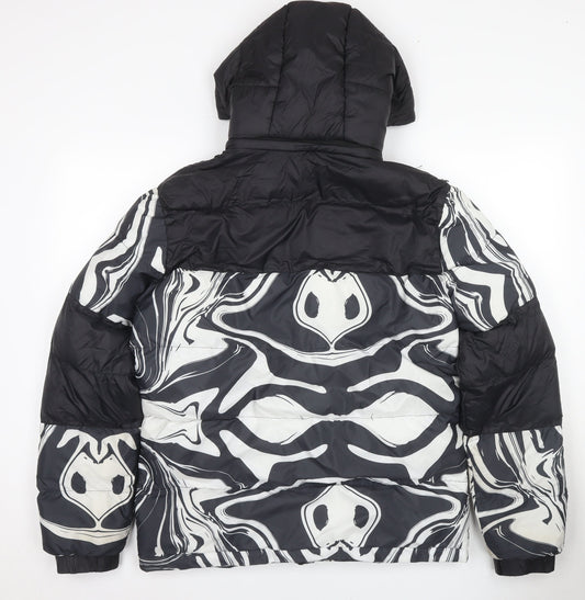 Night Addict Men's Black Puffer Jacket, M, Hooded, Casual