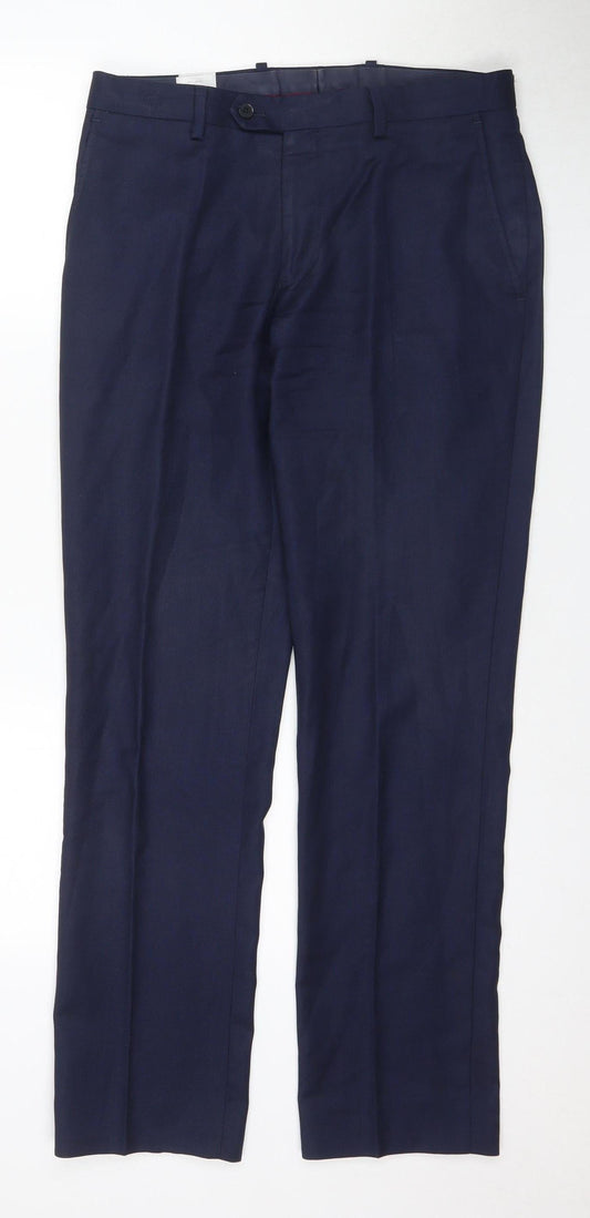 Charles Tyrwhitt Men's Blue Slim Fit Wool Dress Pants