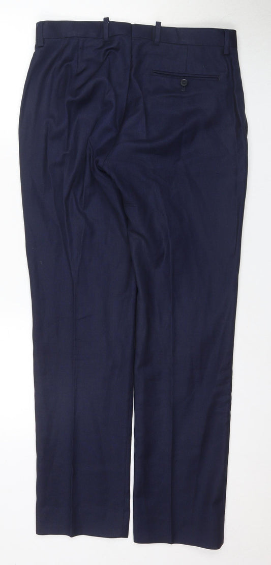 Charles Tyrwhitt Men's Blue Slim Fit Wool Dress Pants