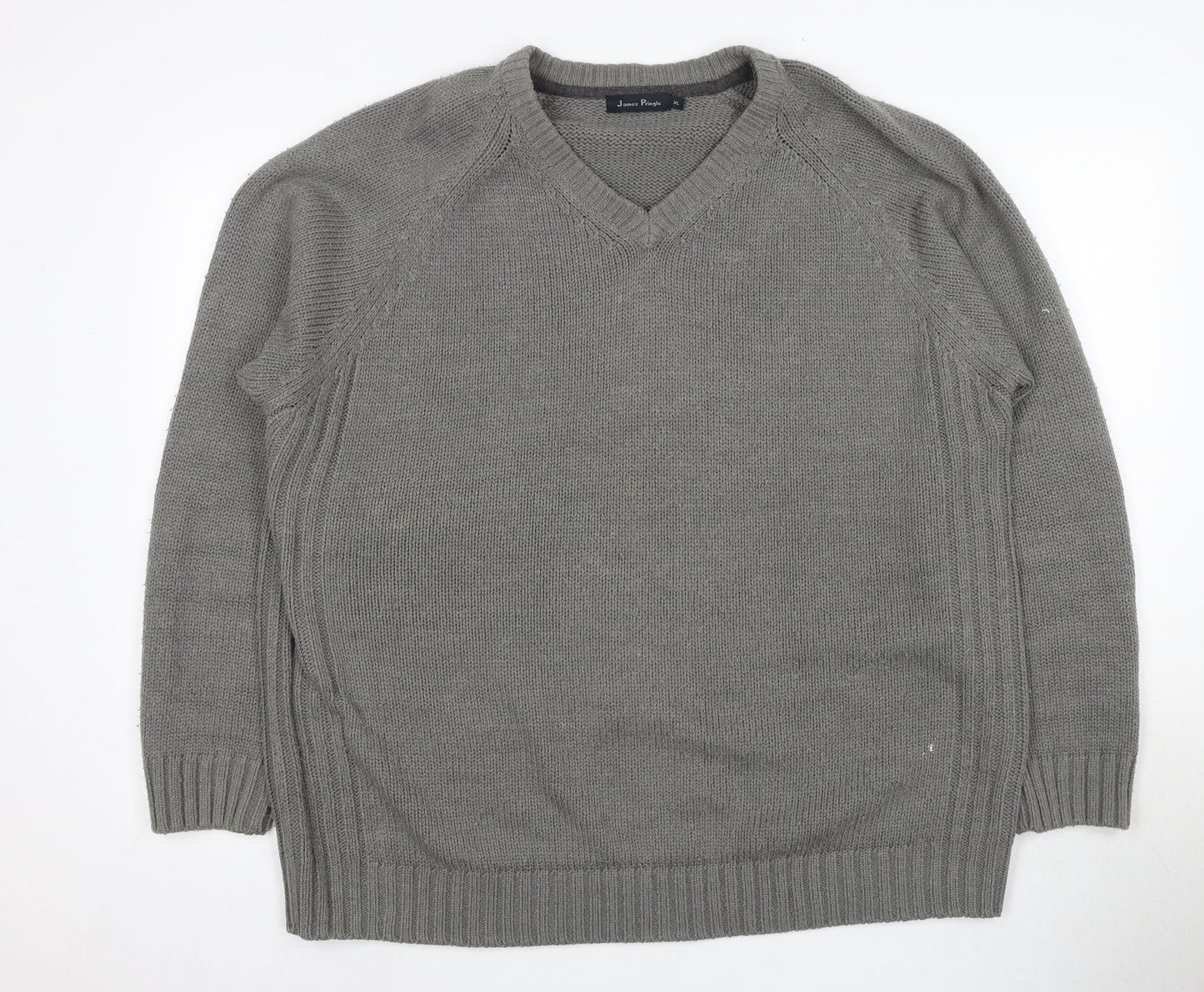 James Pringle Men's Grey XL V-Neck Pullover Jumper
