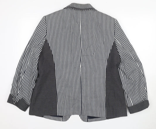 Frank Walder Women's Black Striped Blazer Size 14