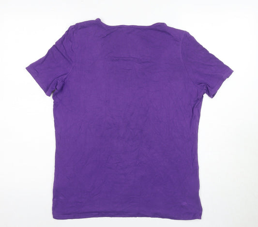 Jaeger Women's Purple Scoop Neck T-Shirt, Size L, Casual