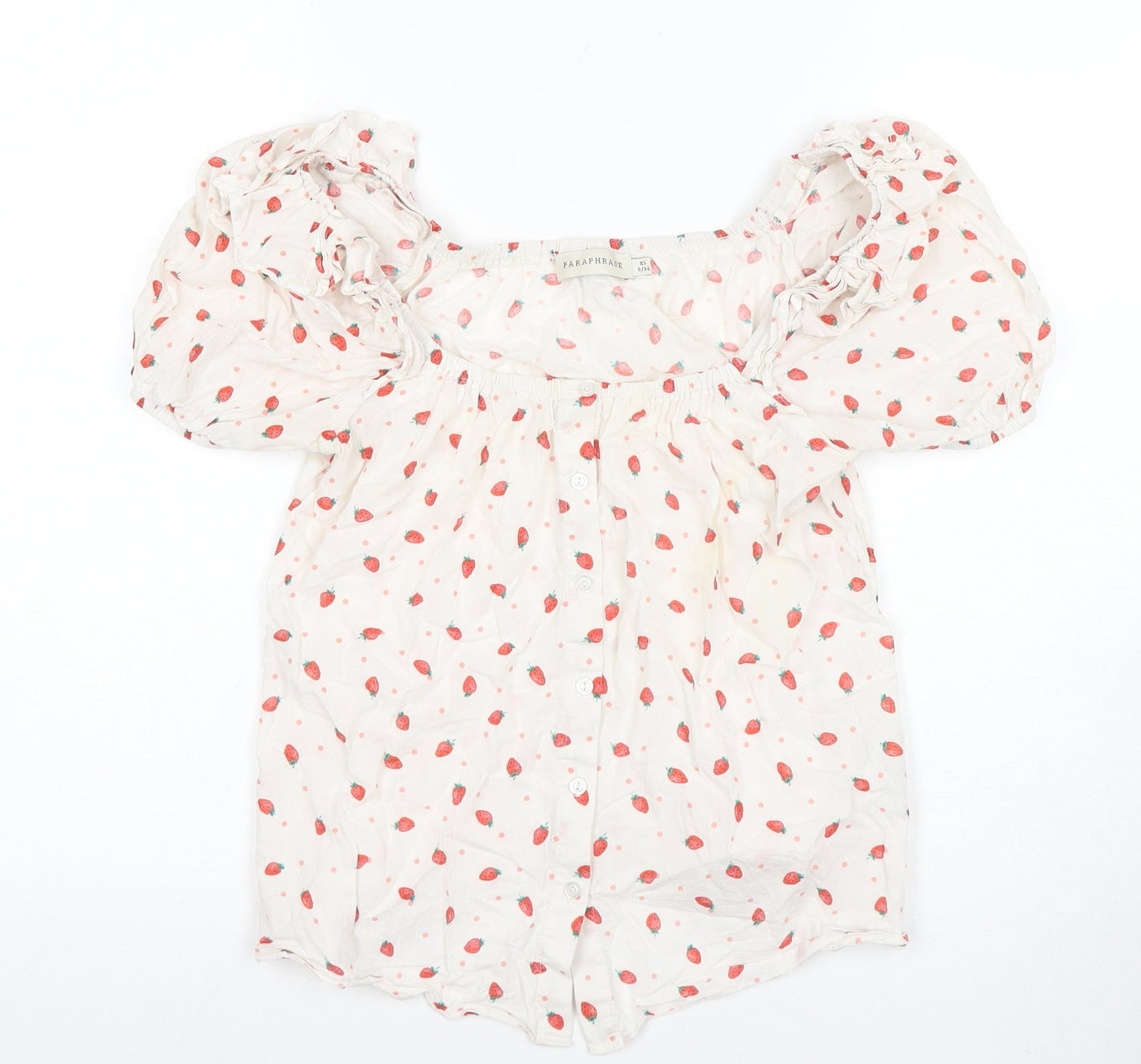 Papaphrase Women's White Floral Blouse Size 8