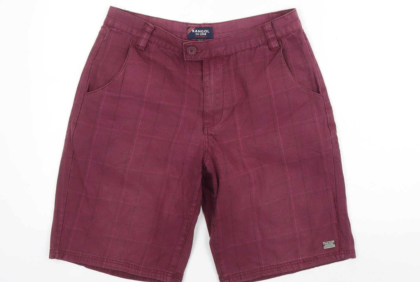 Kangol Men's Red Plaid Chino Shorts - Medium