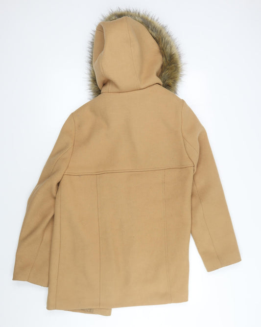 Laura Ashley Women's Beige Fur Trim Overcoat Size 12